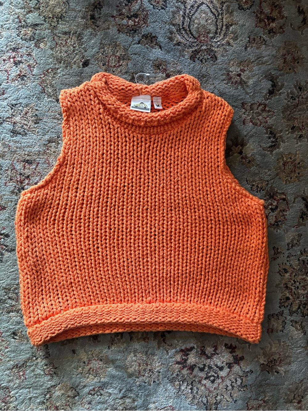 NWOT Chunky Knit Sleeveless  Cropped Sweater Vest - Orange